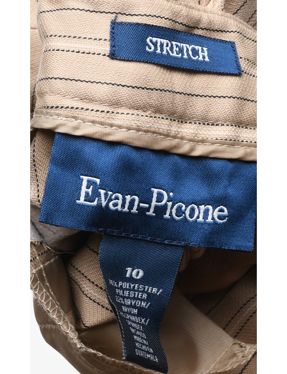 Vintage Evan Picone Pinstriped Beige Y2K Trousers - W32 L32 - Image 4