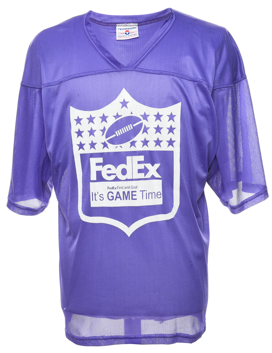 Vintage FedEx Purple & White Nylon Sports T-shirt - L