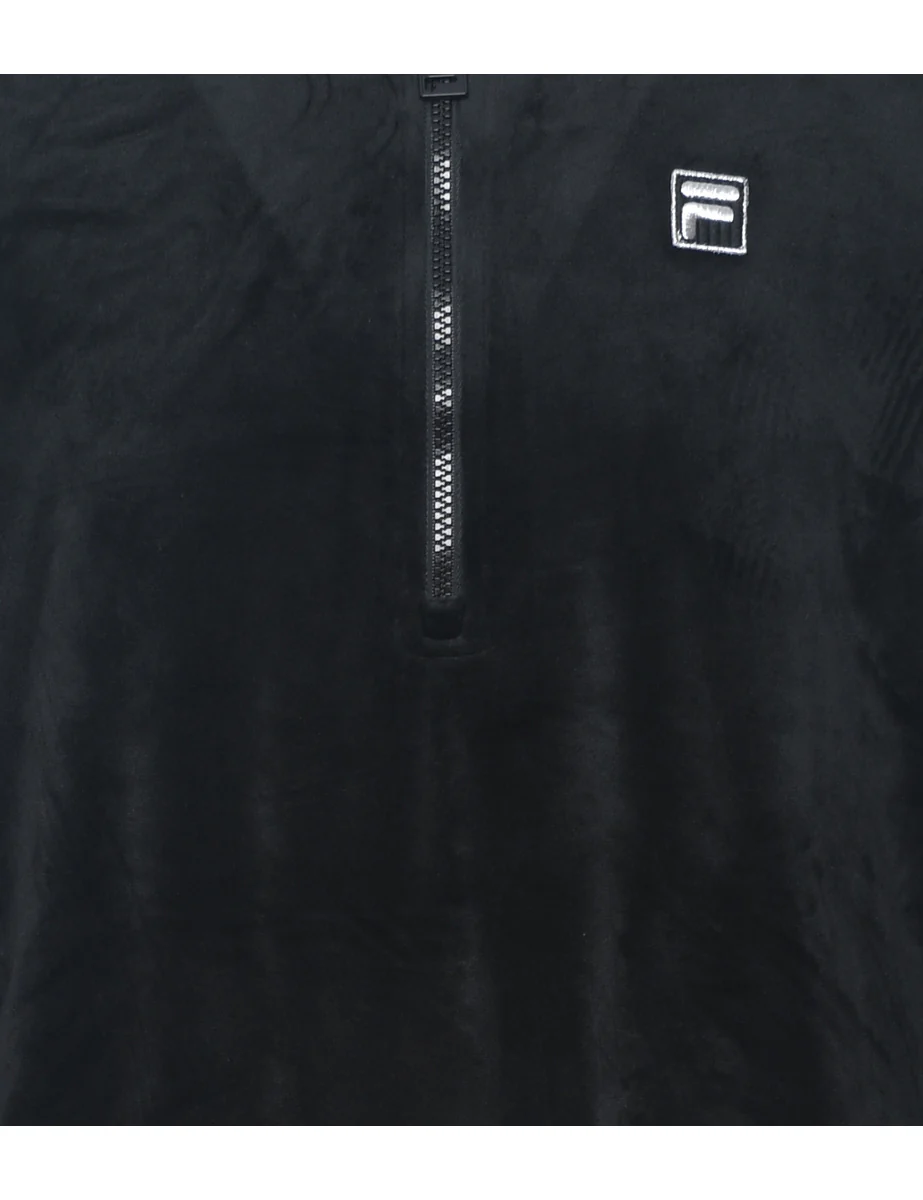 Vintage Fila Hooded Y2K Velour Sweatshirt - S - Image 3