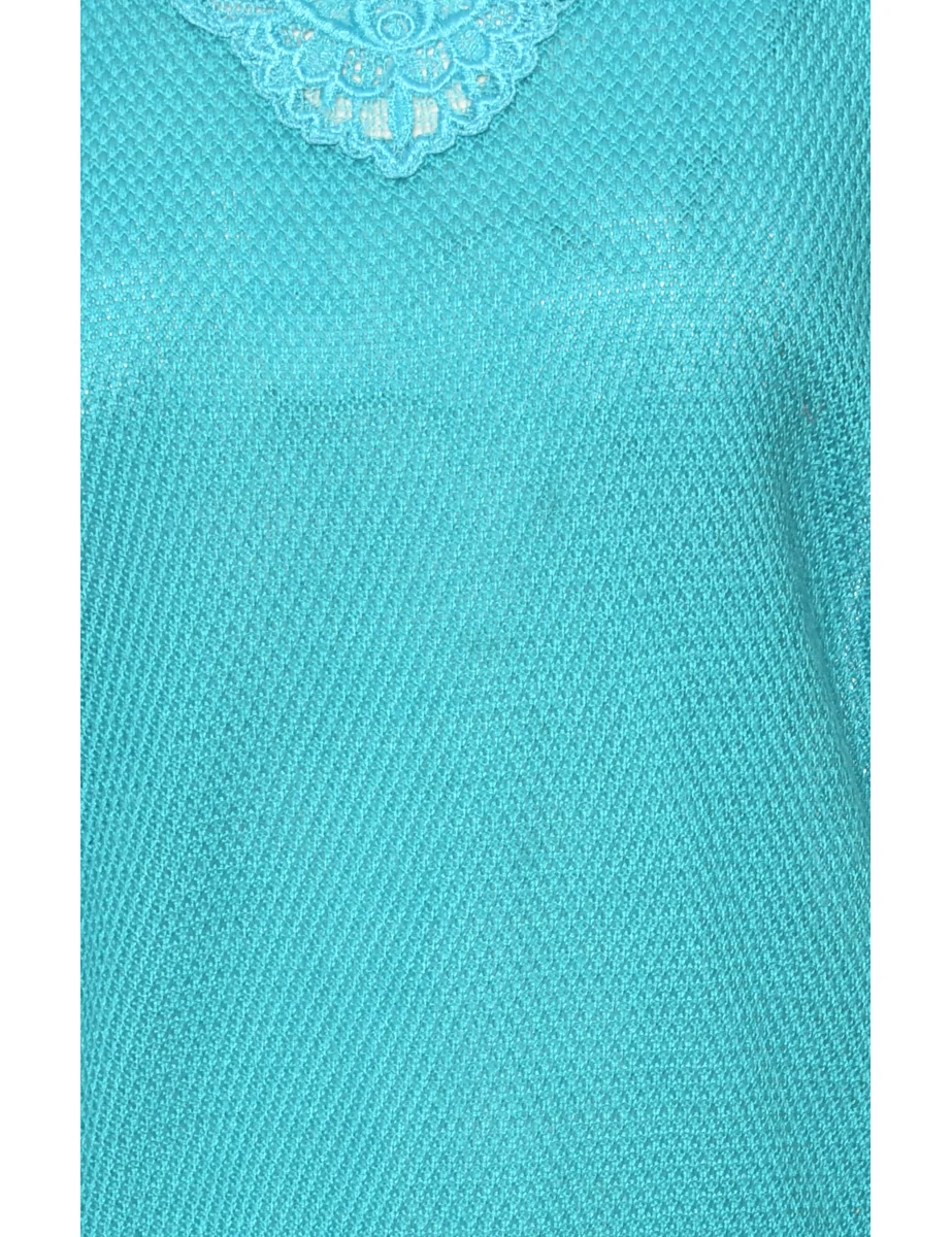 Vintage Fine Knit Light Blue Jumper - L - Image 3