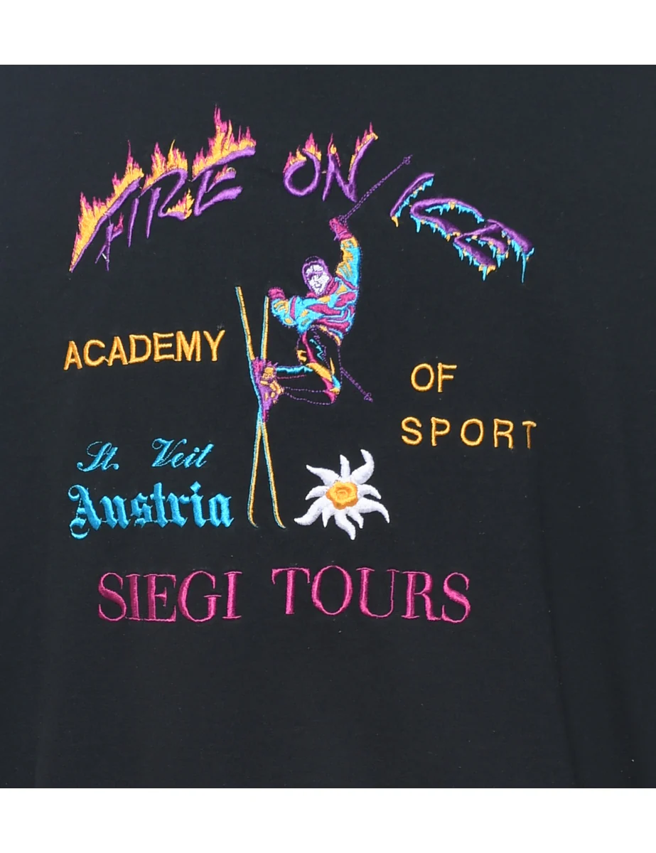Vintage 'Fire on Ice' 1980s Embroidered Sweatshirt - L - Image 3