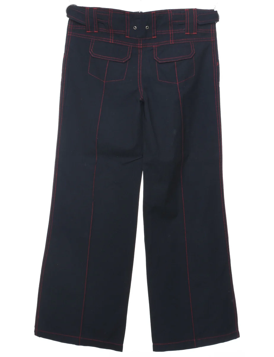 Flared Leg Navy Trousers - W30 L29 - Image 2