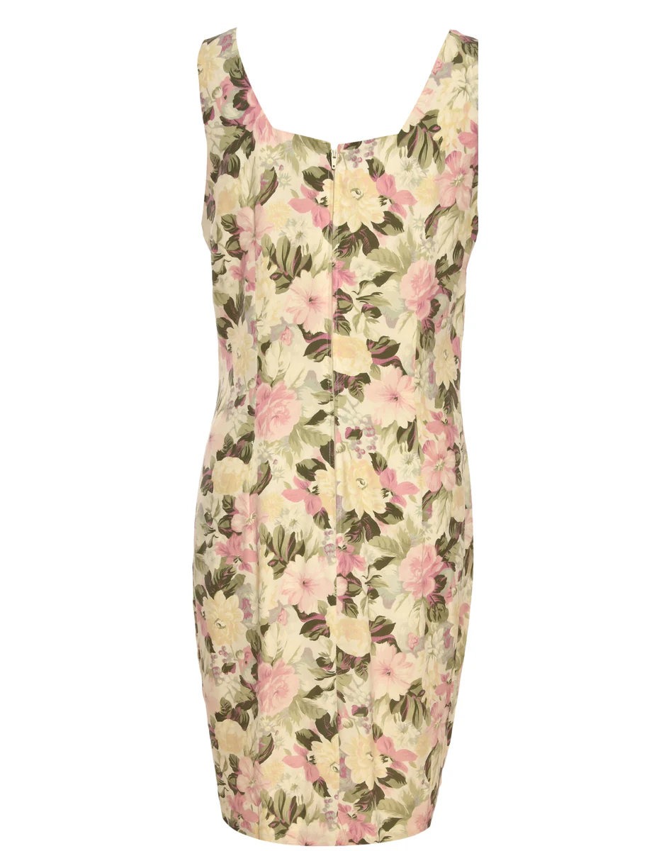 Vintage Floral Beige Dress - XL - Image 2