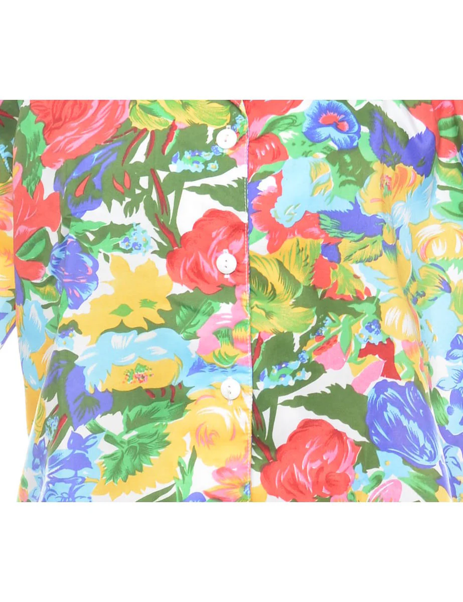 1990s Vintage Floral Blouse - L - Image 3