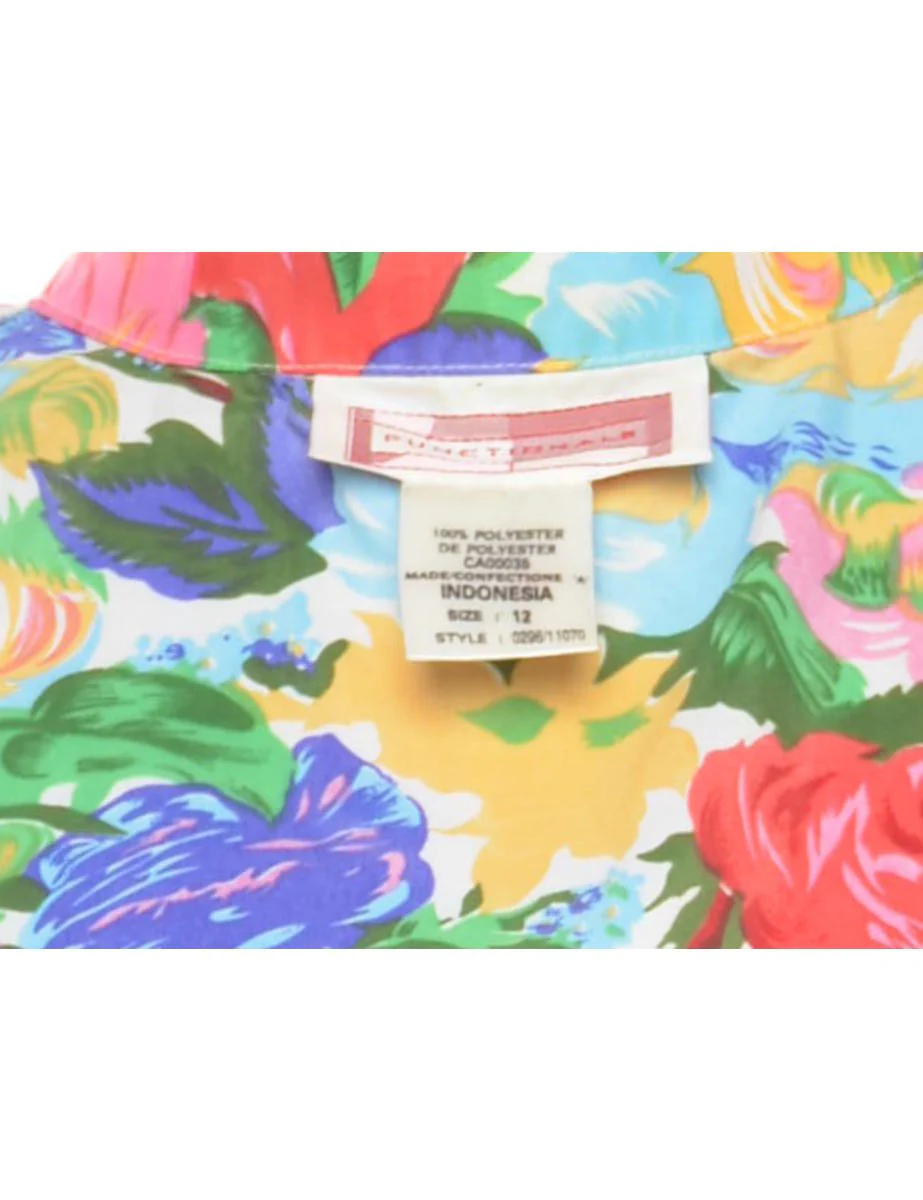 1990s Vintage Floral Blouse - L - Image 4