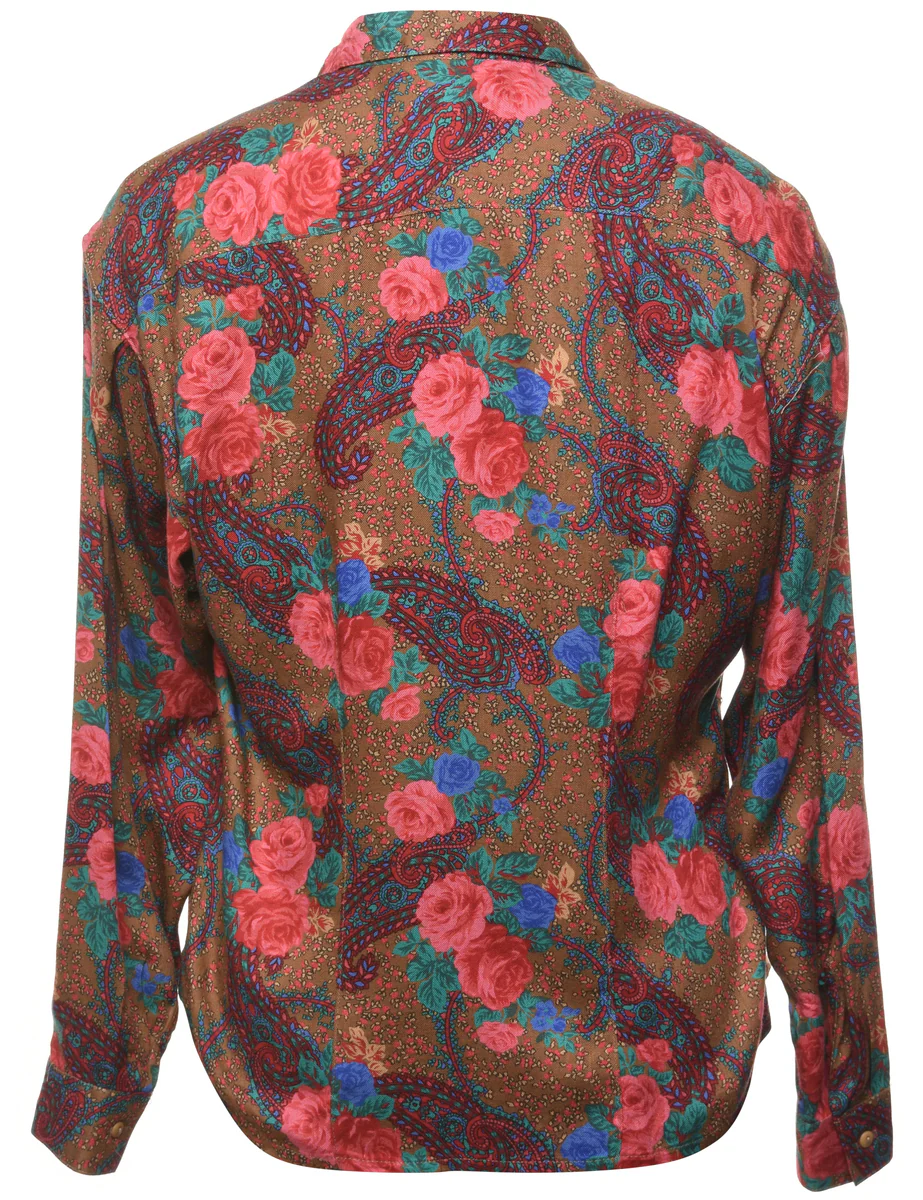 Vintage Floral Blouse - M - Image 2