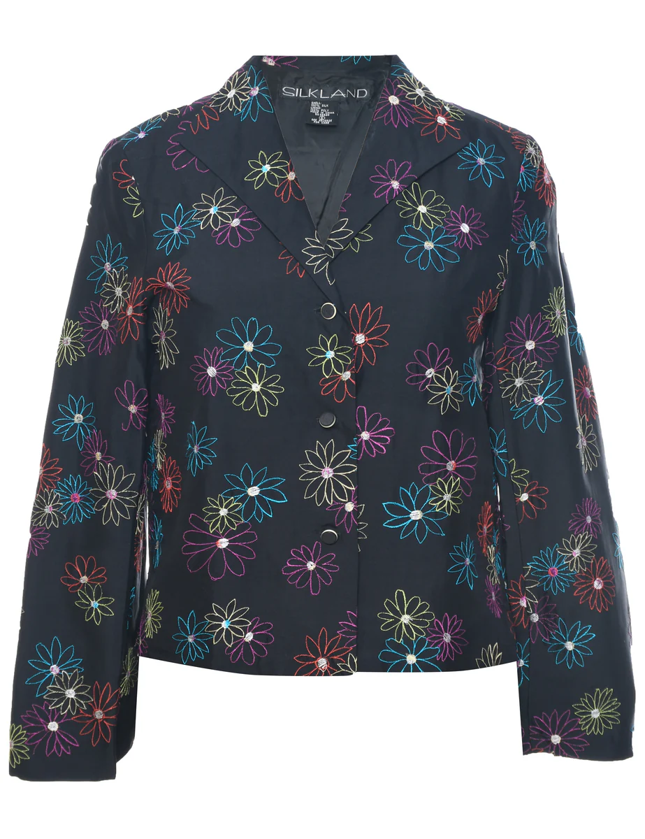 Vintage Floral Embroidered Jacket - S