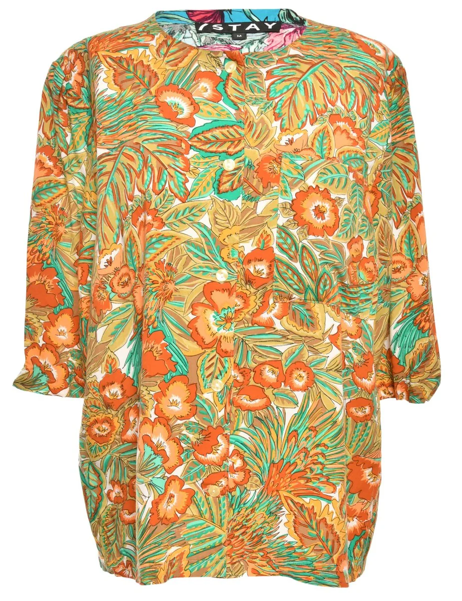 Vintage Floral Hawaiian Shirt - M