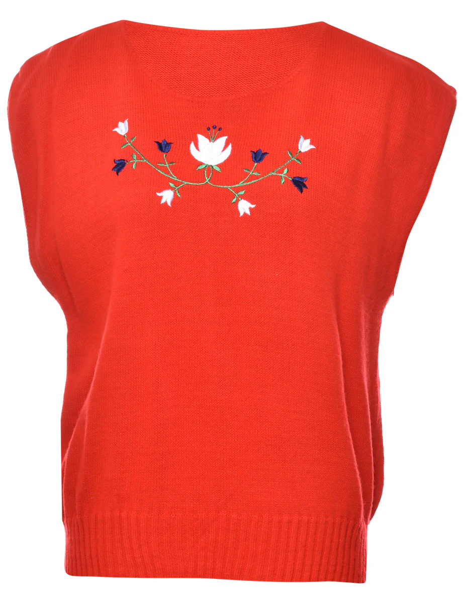 Floral Knit Jumper - L
