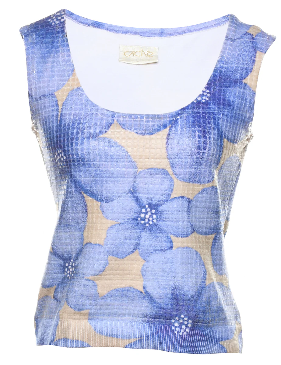 Vintage Floral Knit Sweater Vest - M