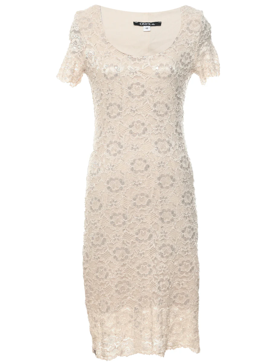Floral Pattern Evening Dress - S