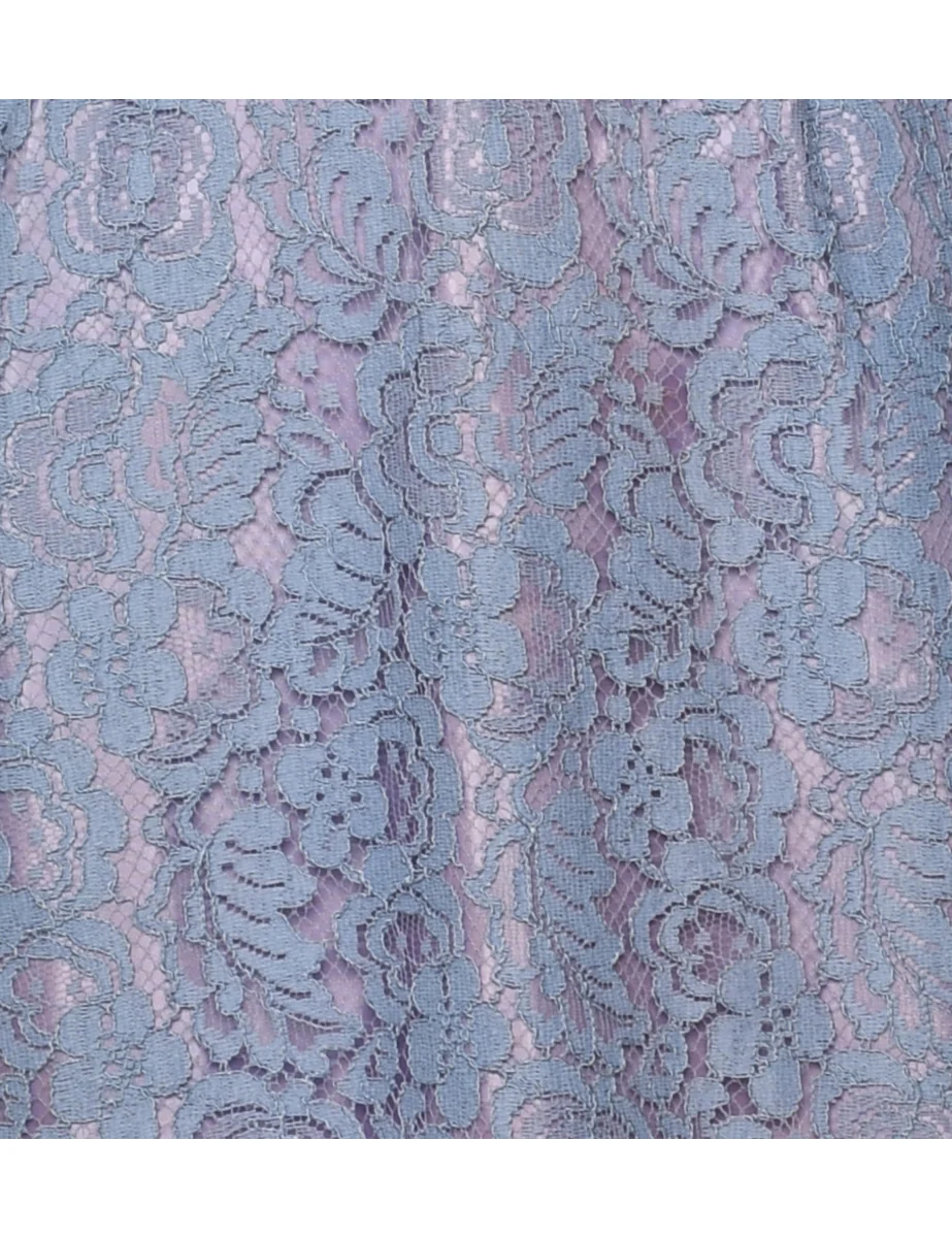 Vintage Floral Pattern Lace Evening Dress - M - Image 3