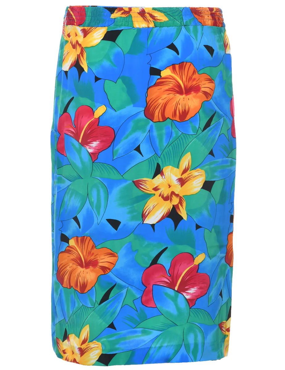 Vintage Floral Pattern Pencil Skirt - M - Image 2