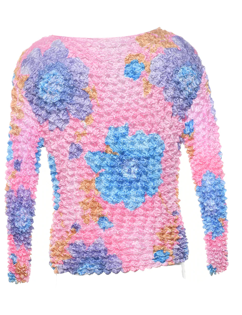 Vintage Floral Popcorn Top - M - Image 2