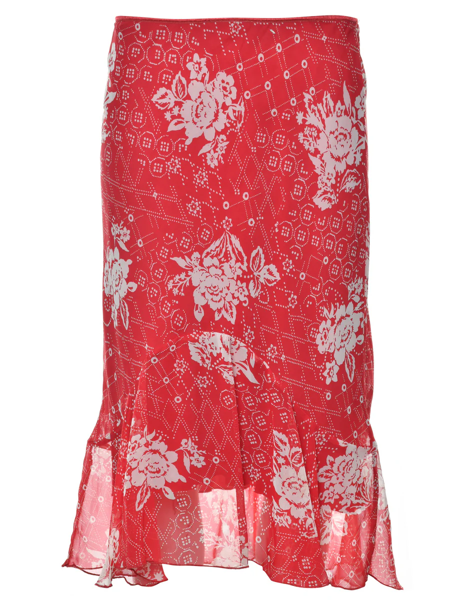 Y2K Vintage Floral Print Bodycon Skirt - M