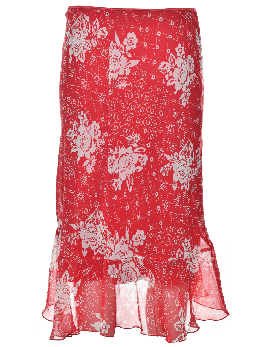 Y2K Vintage Floral Print Bodycon Skirt - M - Image 2