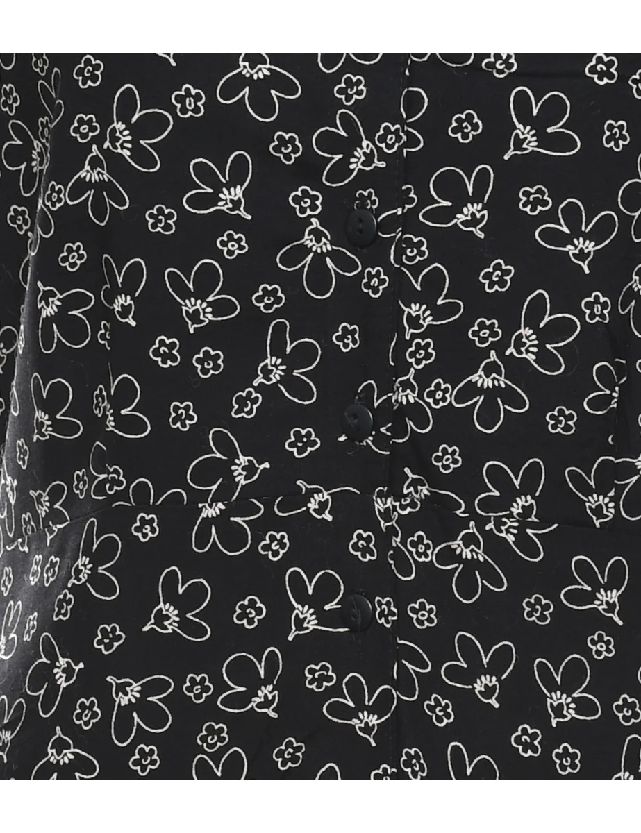Vintage Floral Print Dress - L - Image 3