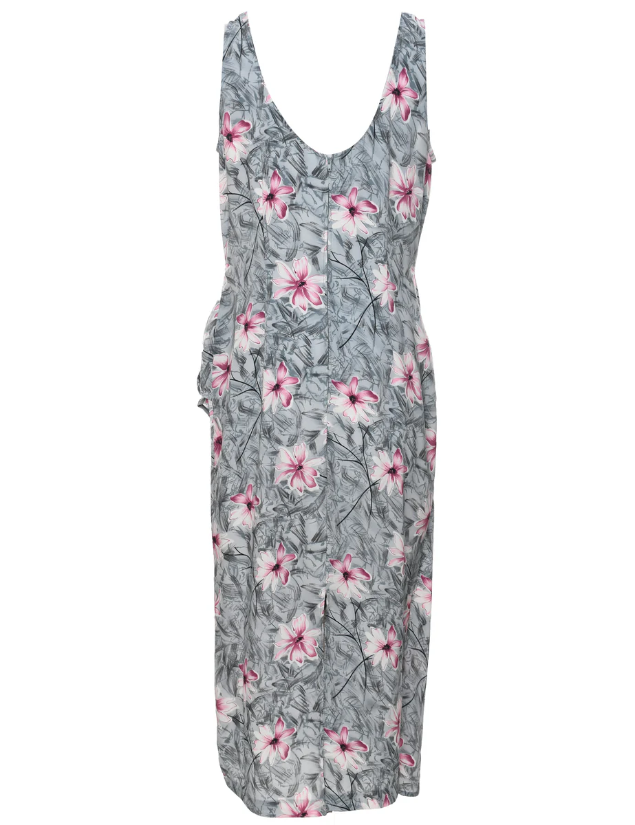 Vintage Floral Print Dress - L - Image 2