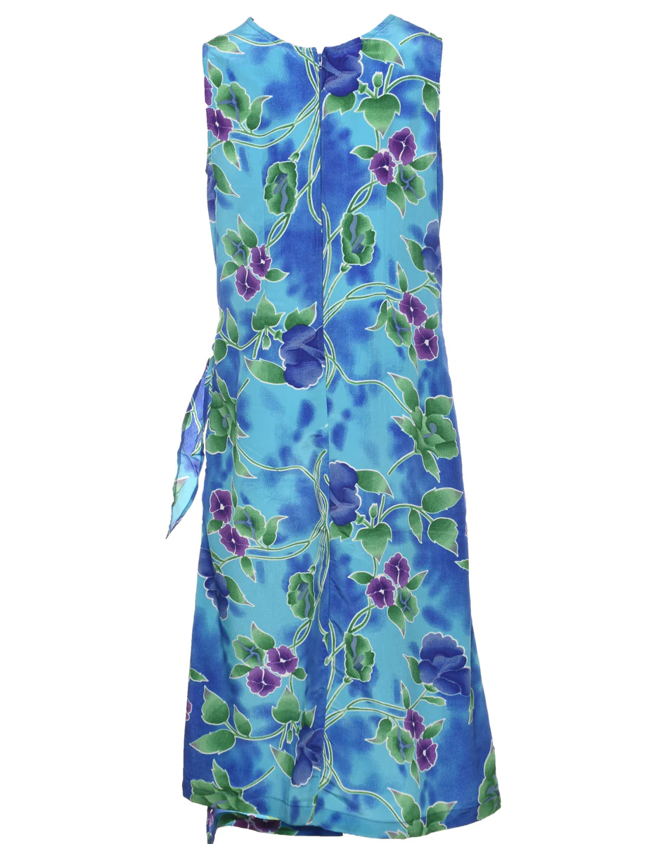 Vintage Floral Print Dress - L - Image 2