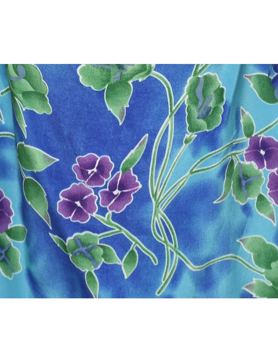 Vintage Floral Print Dress - L - Image 3