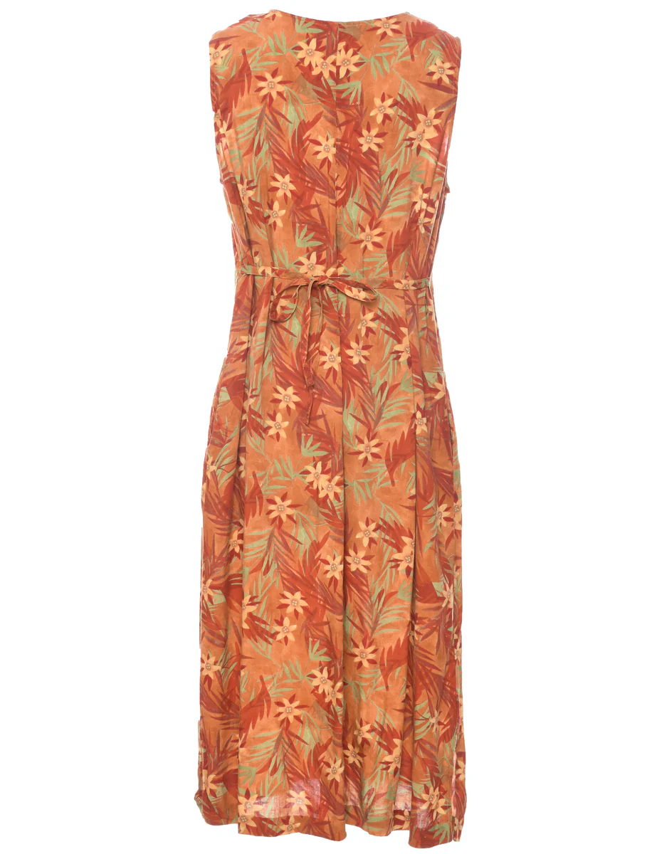 Vintage Floral Print Dress - L - Image 2