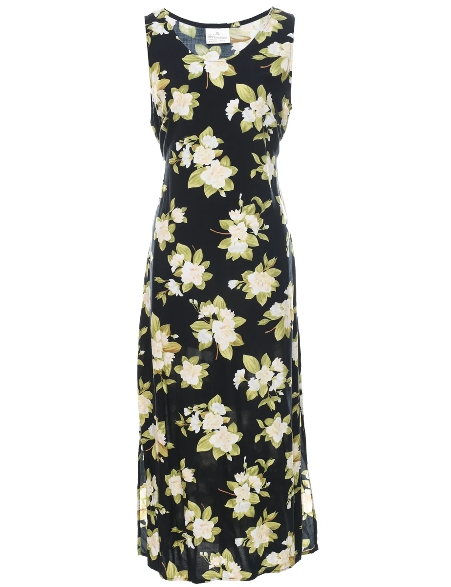 Vintage Floral Print Dress - L