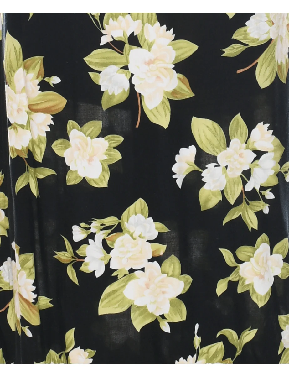 Vintage Floral Print Dress - L - Image 3