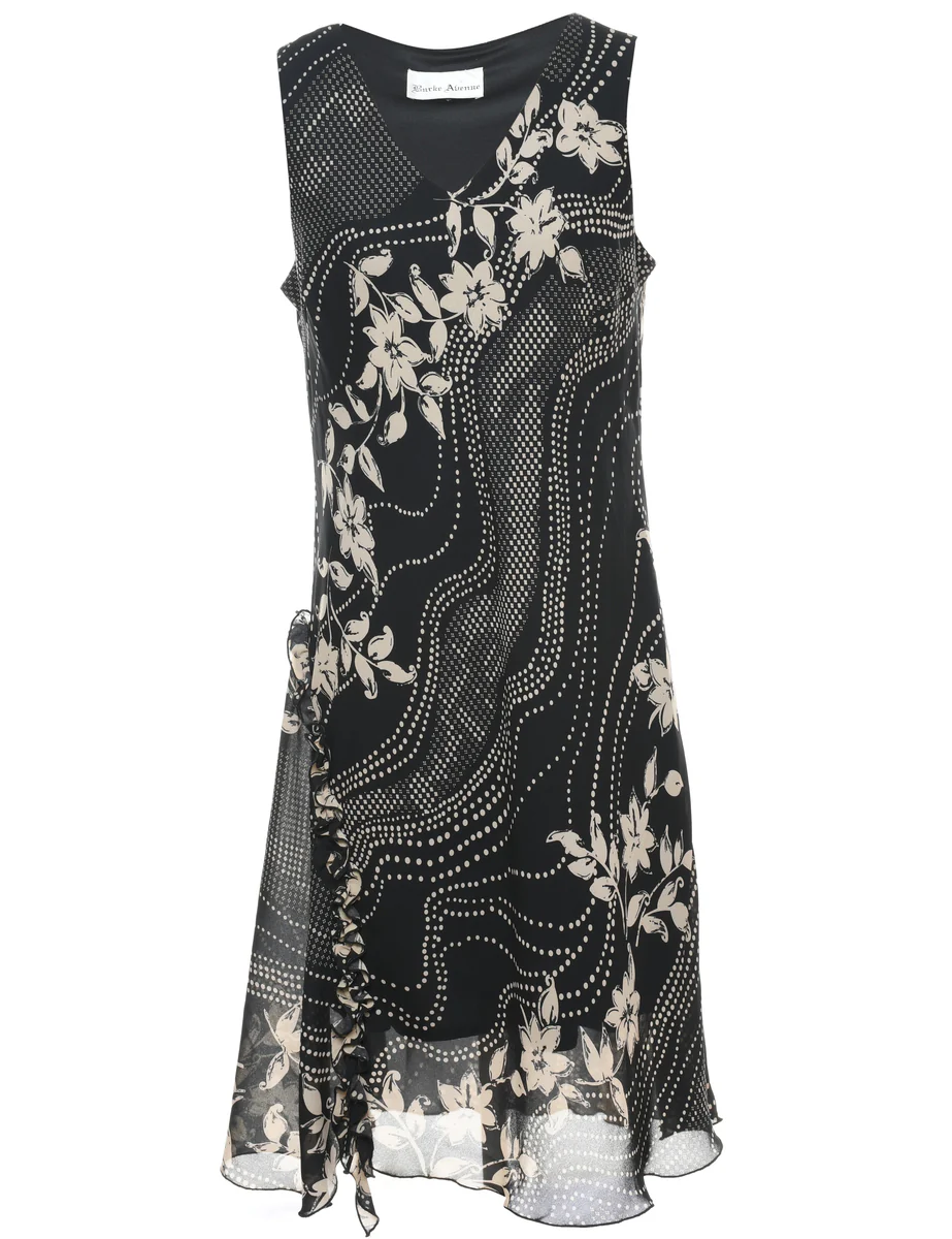 Vintage Floral Print Dress - L