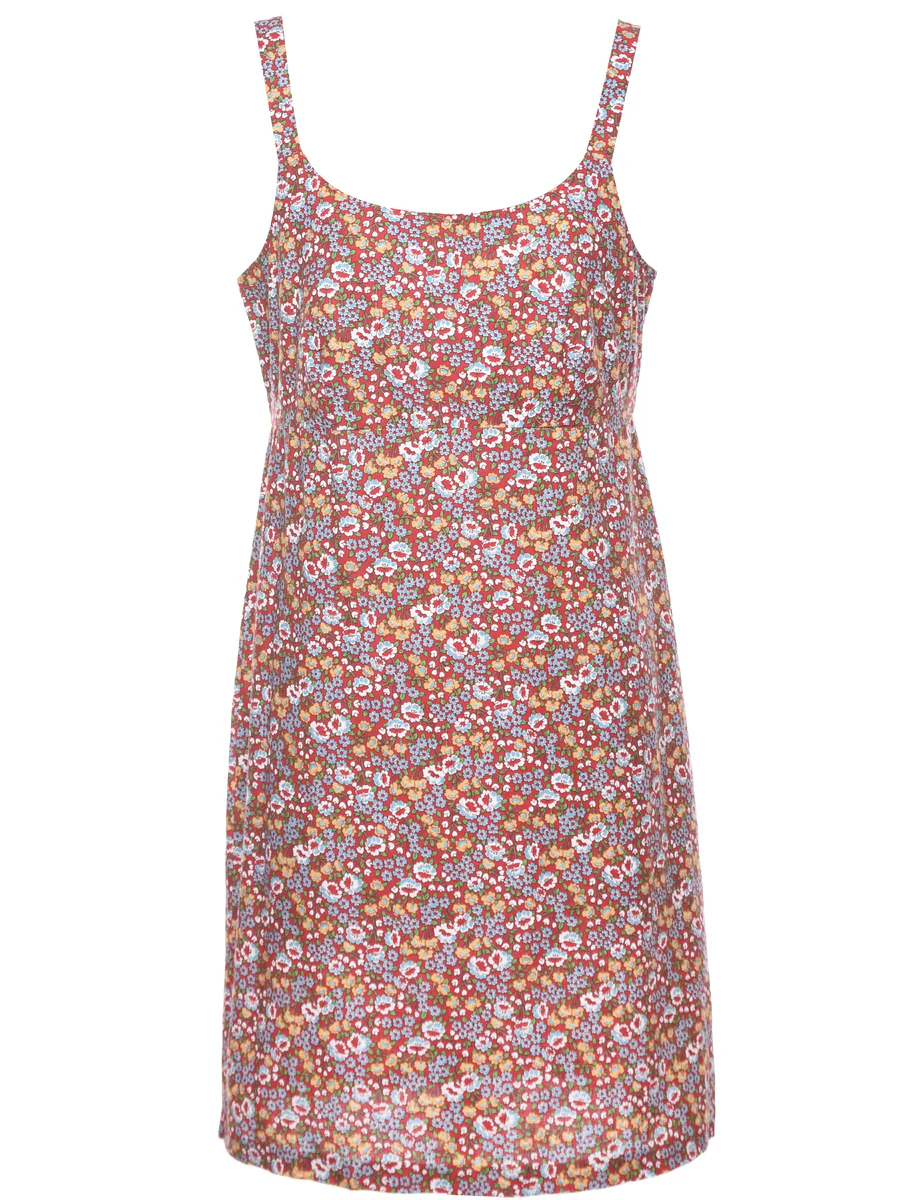 Vintage Floral Print Dress - M