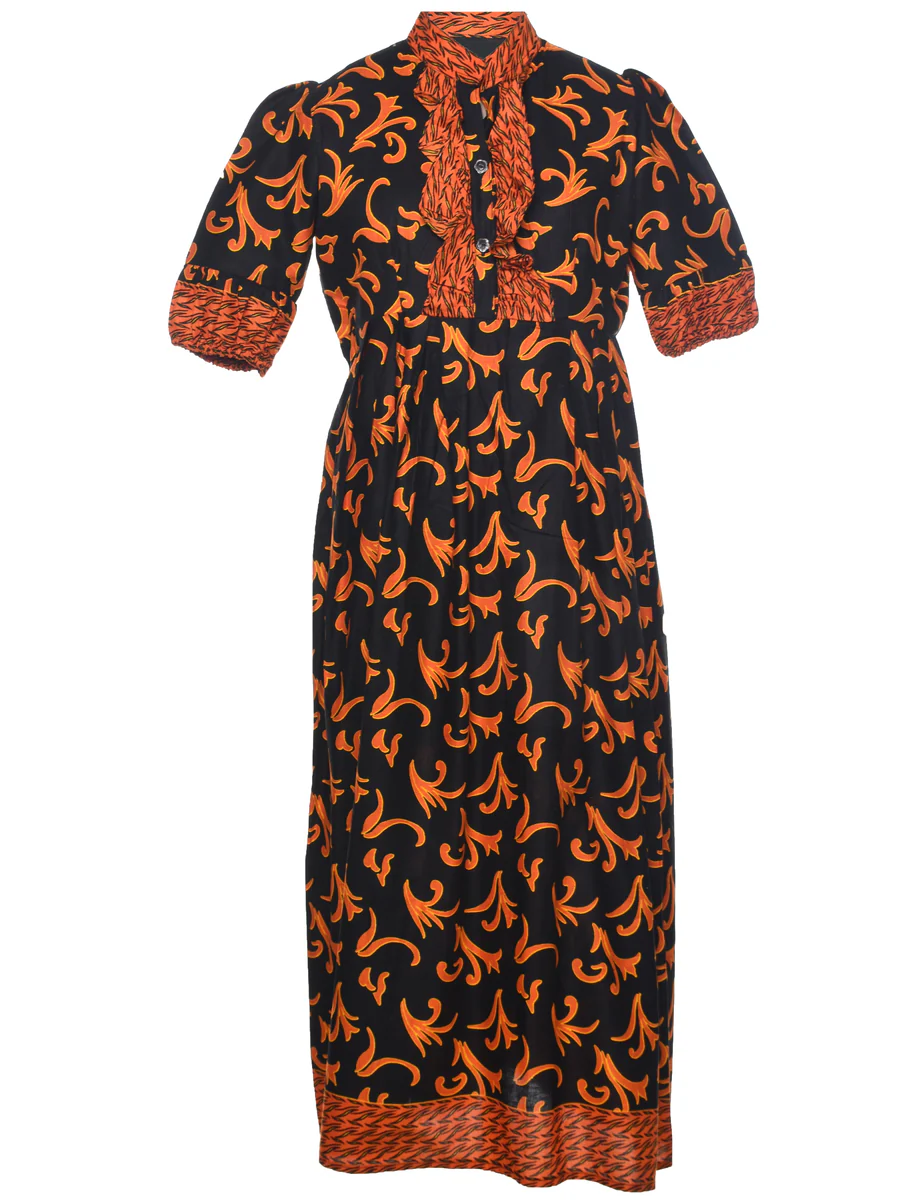 Vintage Floral Print Dress - M
