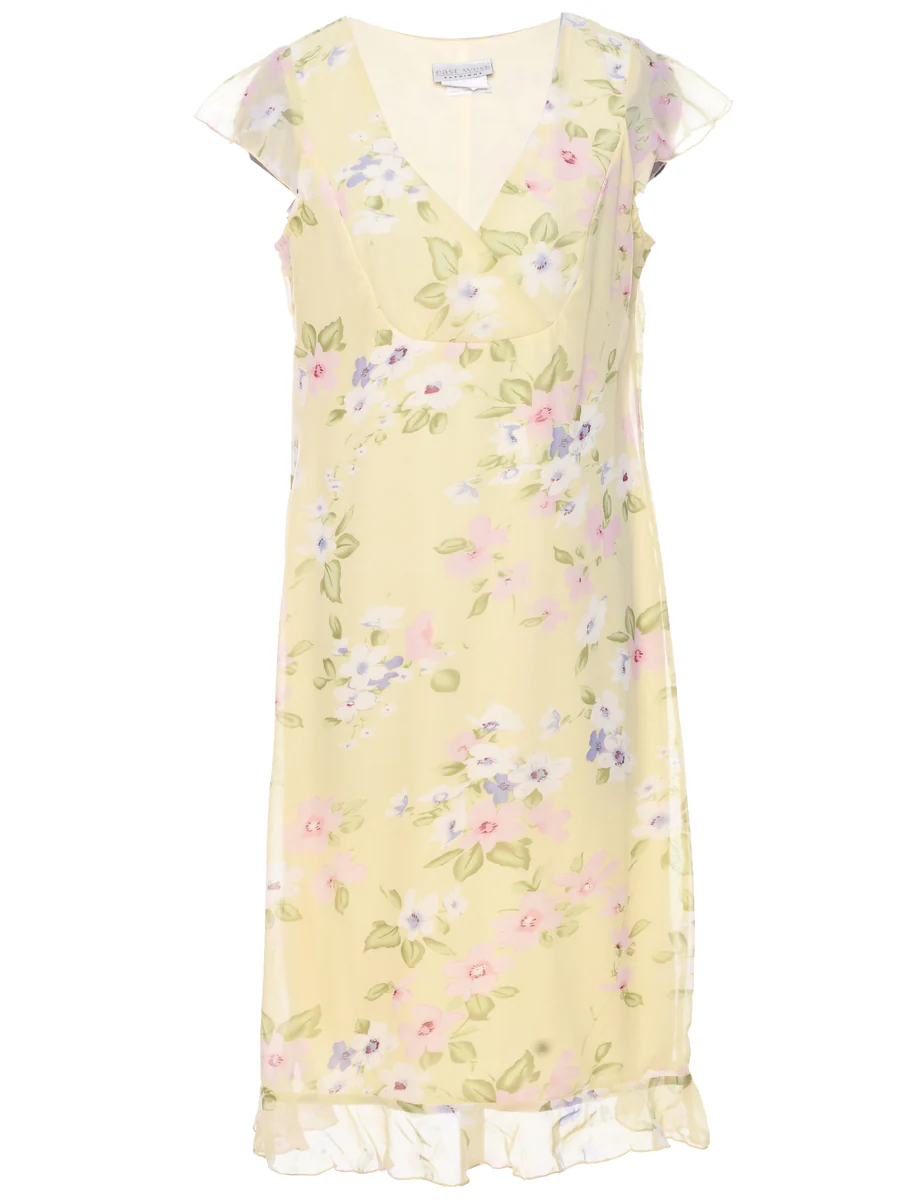 Vintage Floral Print Dress - M