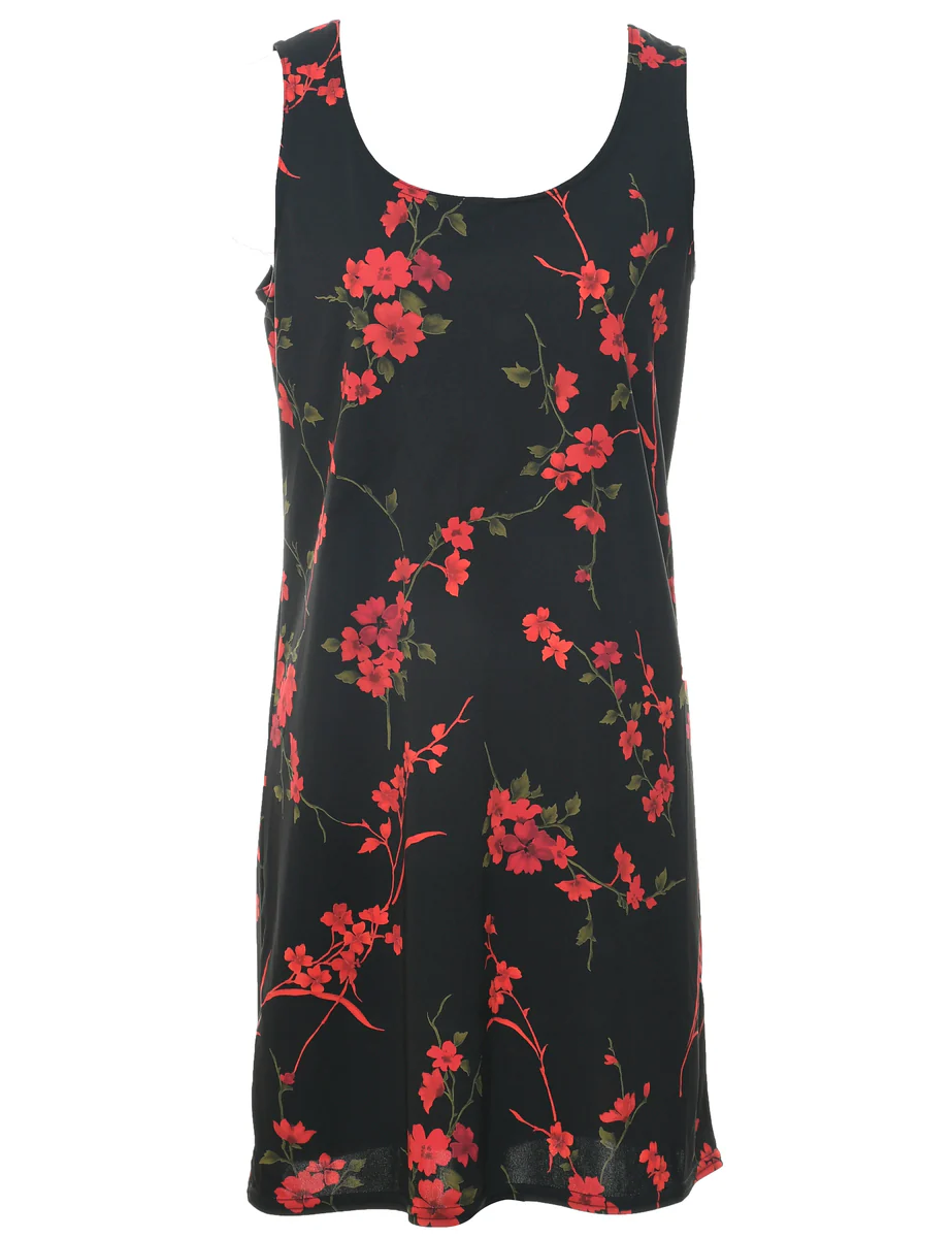 Vintage Floral Print Dress - M