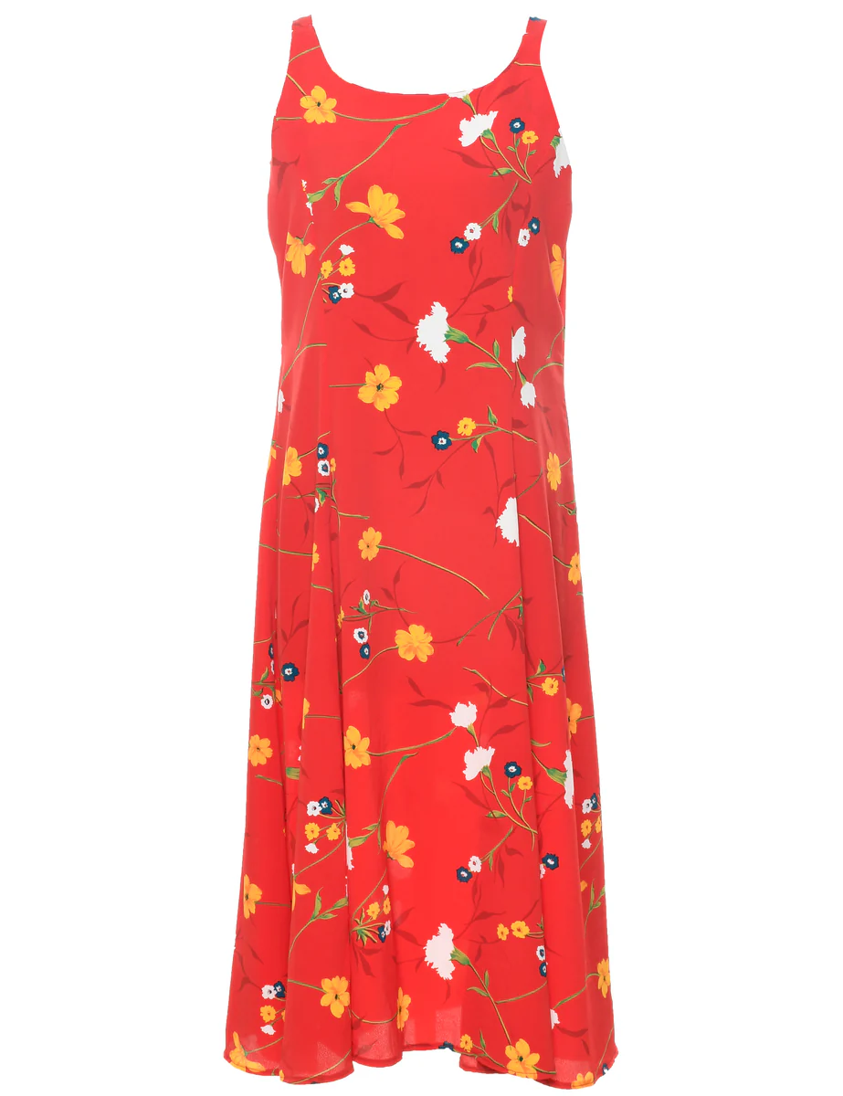 Vintage Floral Print Dress - M