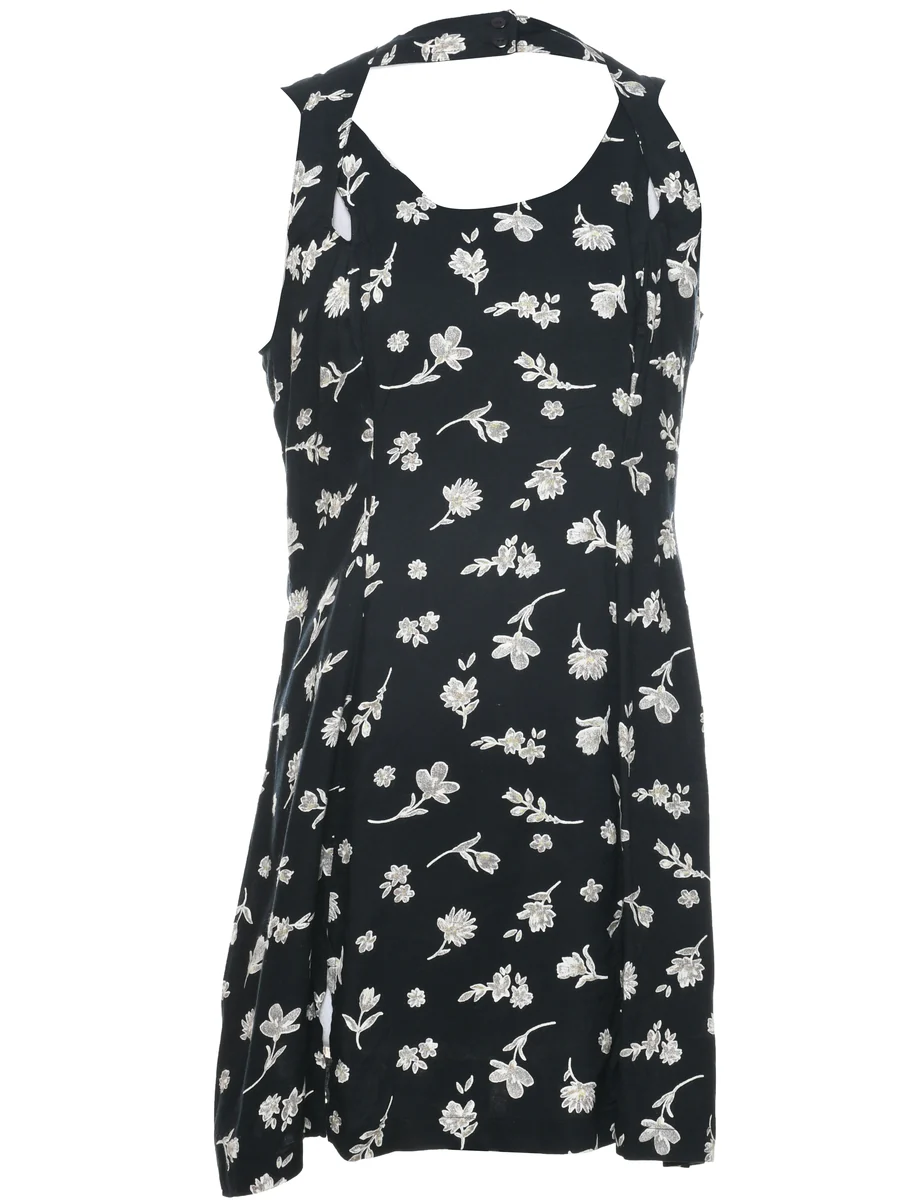 Vintage Floral Print Dress - M