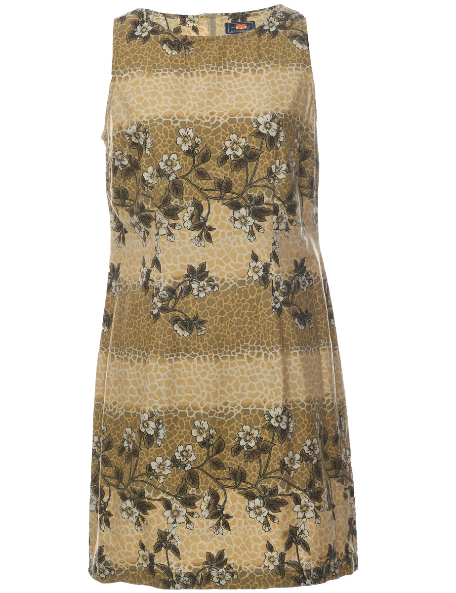 Vintage Floral Print Dress - M