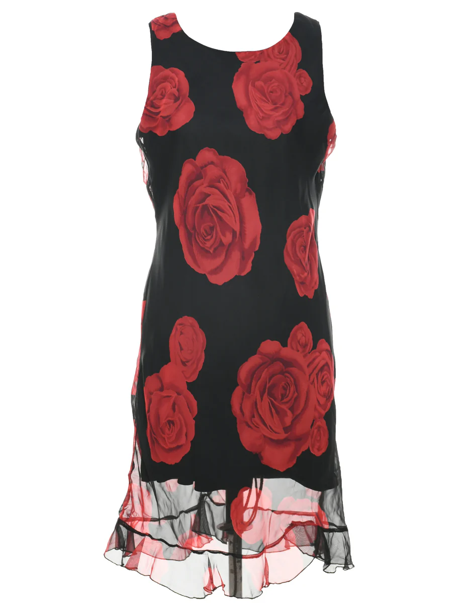 Vintage Floral Print Dress - M