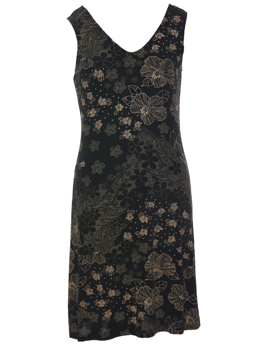 Vintage Floral Print Dress - M