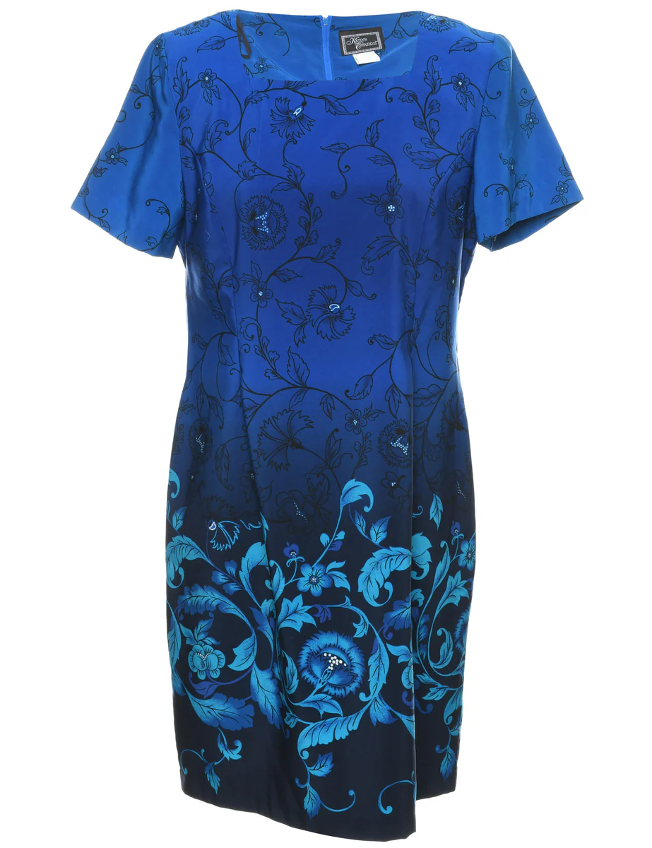 Vintage Floral Print Dress - M