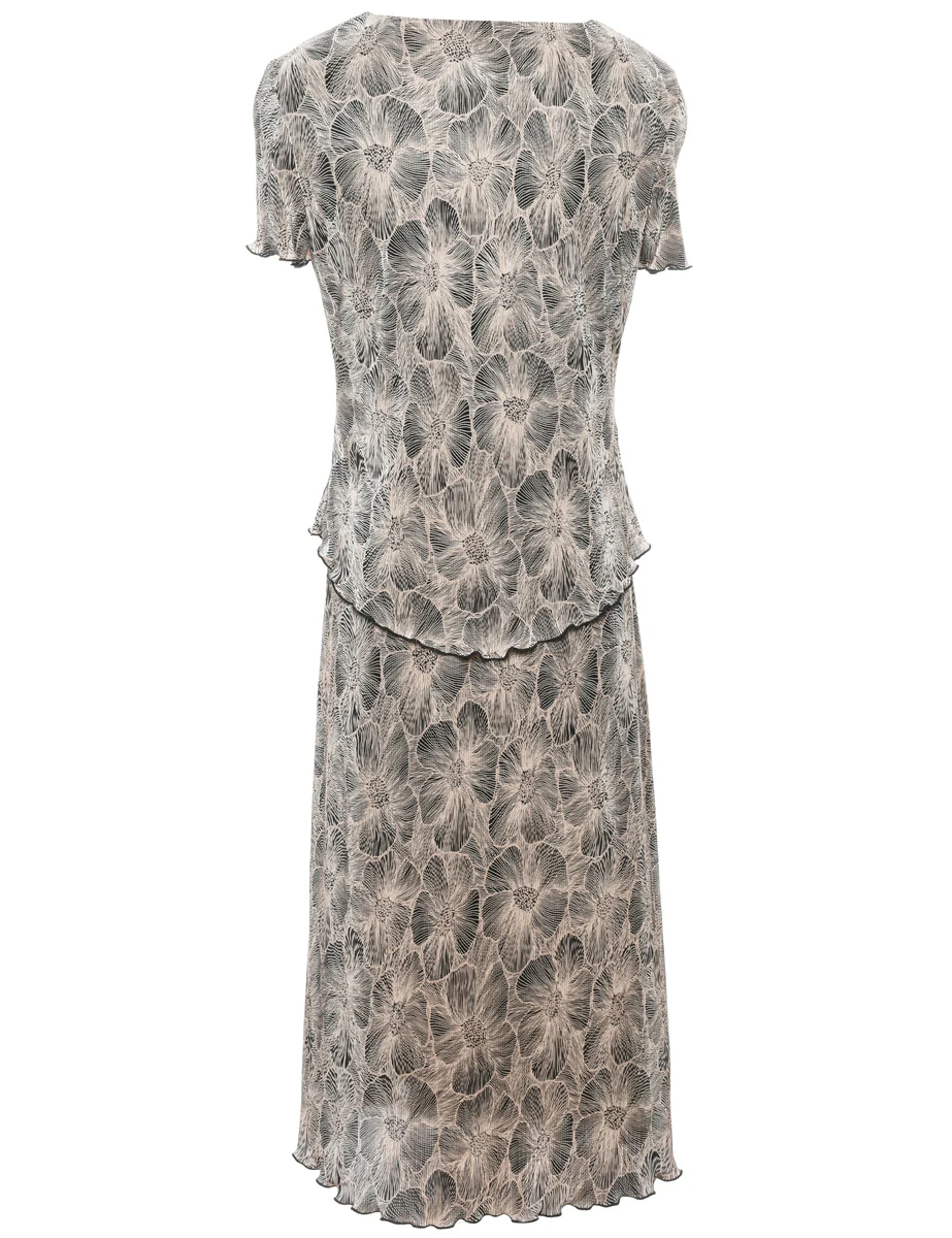 Vintage Floral Print Dress - M - Image 2