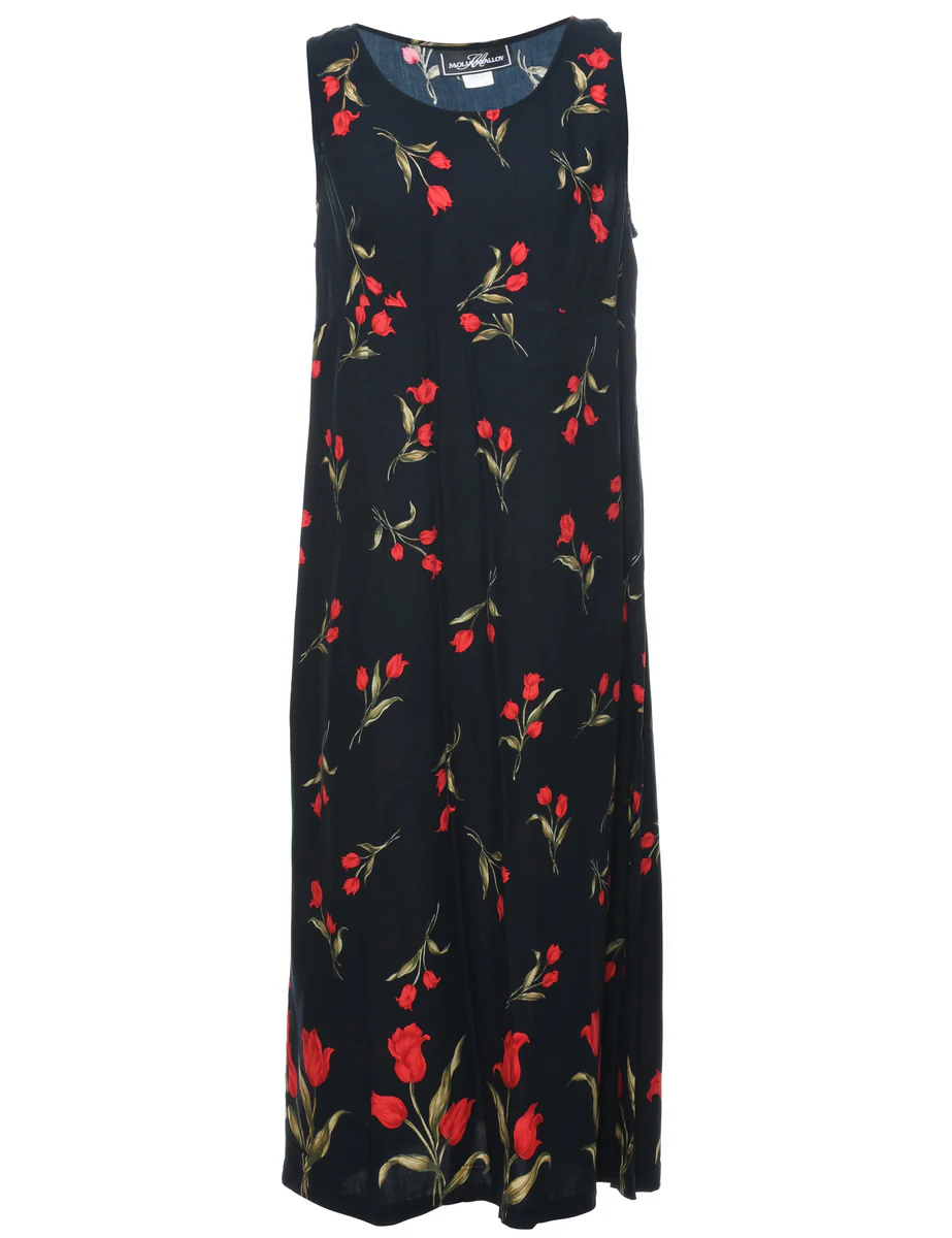 Vintage Floral Print Dress - M