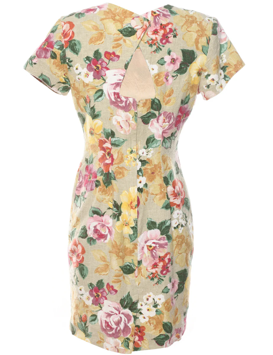 Vintage Floral Print Dress - M - Image 2