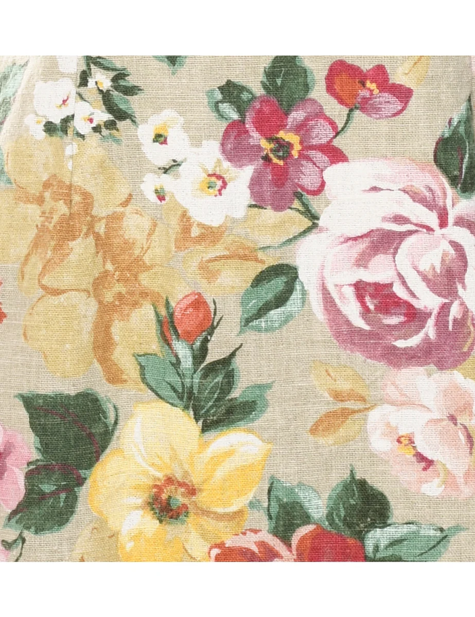 Vintage Floral Print Dress - M - Image 3