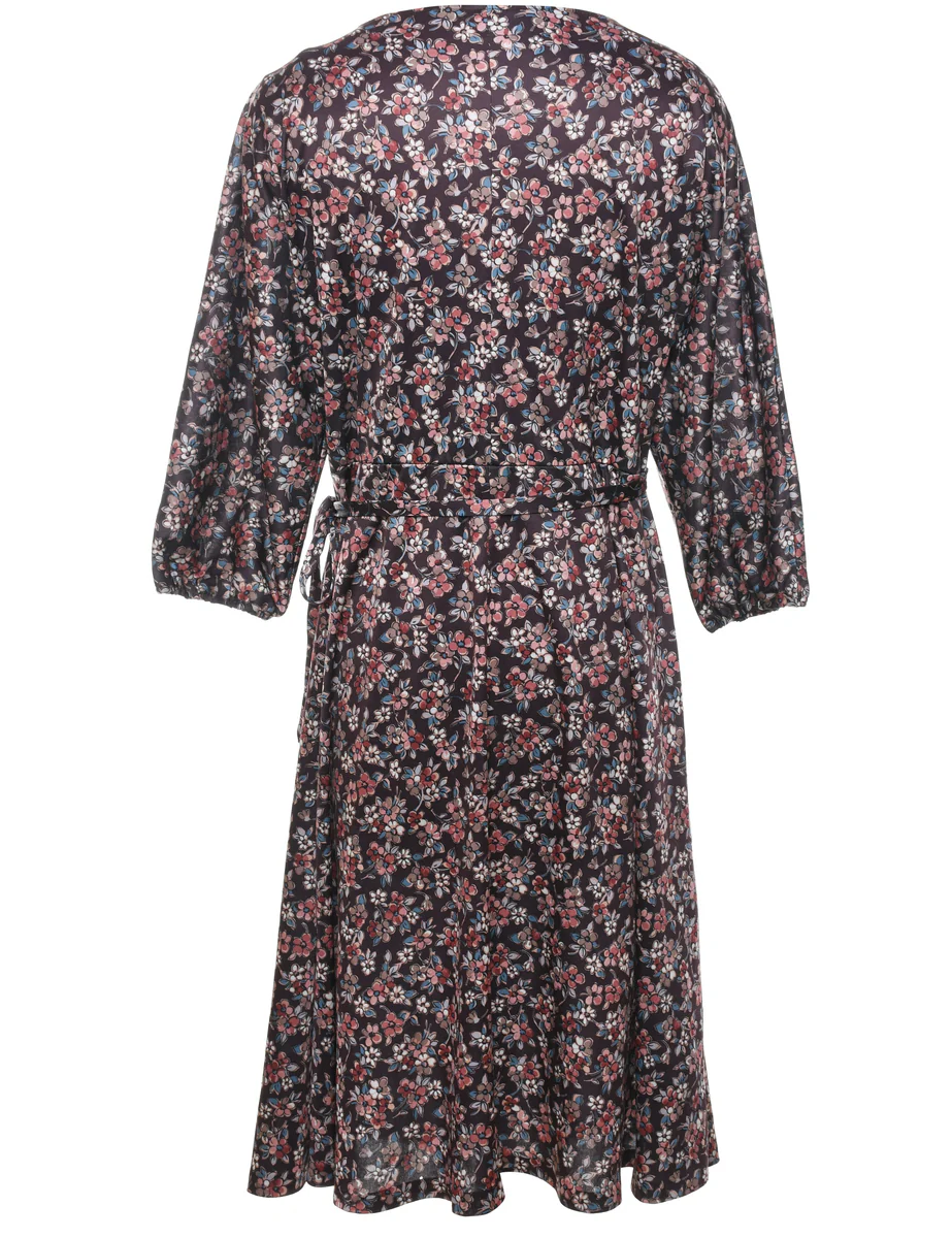 Vintage Floral Print Dress - M - Image 2