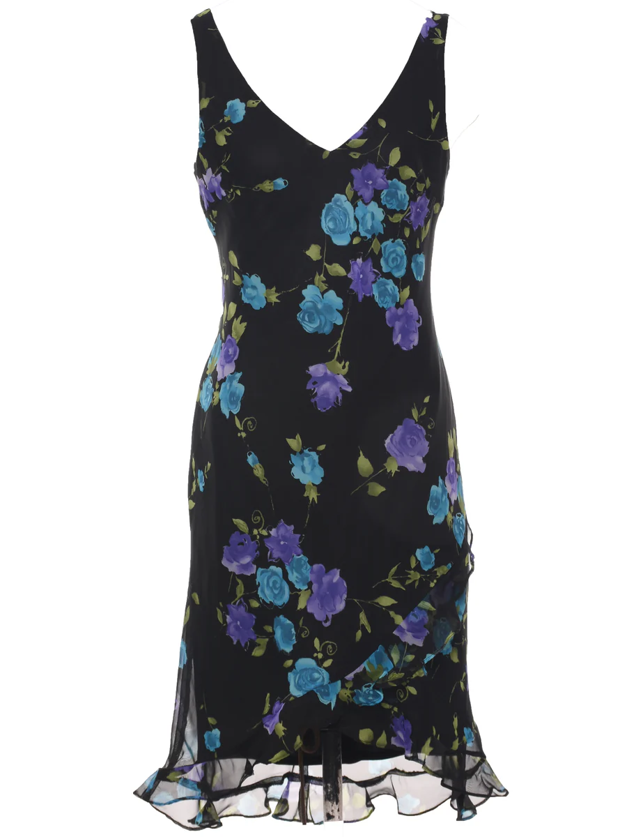 Vintage Floral Print Dress - M