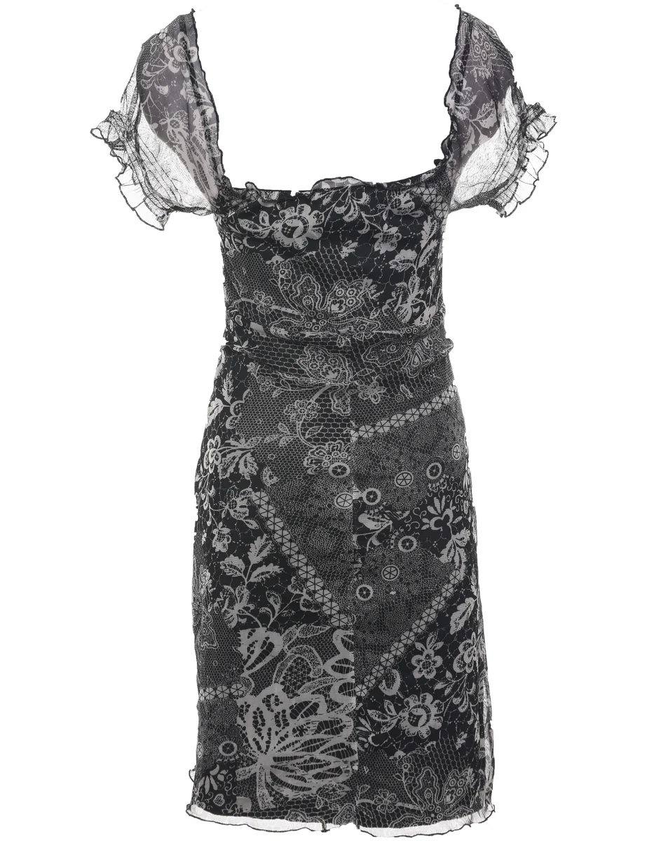 Vintage Floral Print Dress - S - Image 2