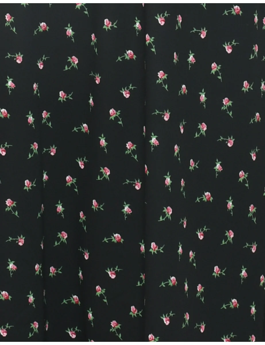 Vintage Floral Print Dress - S - Image 3