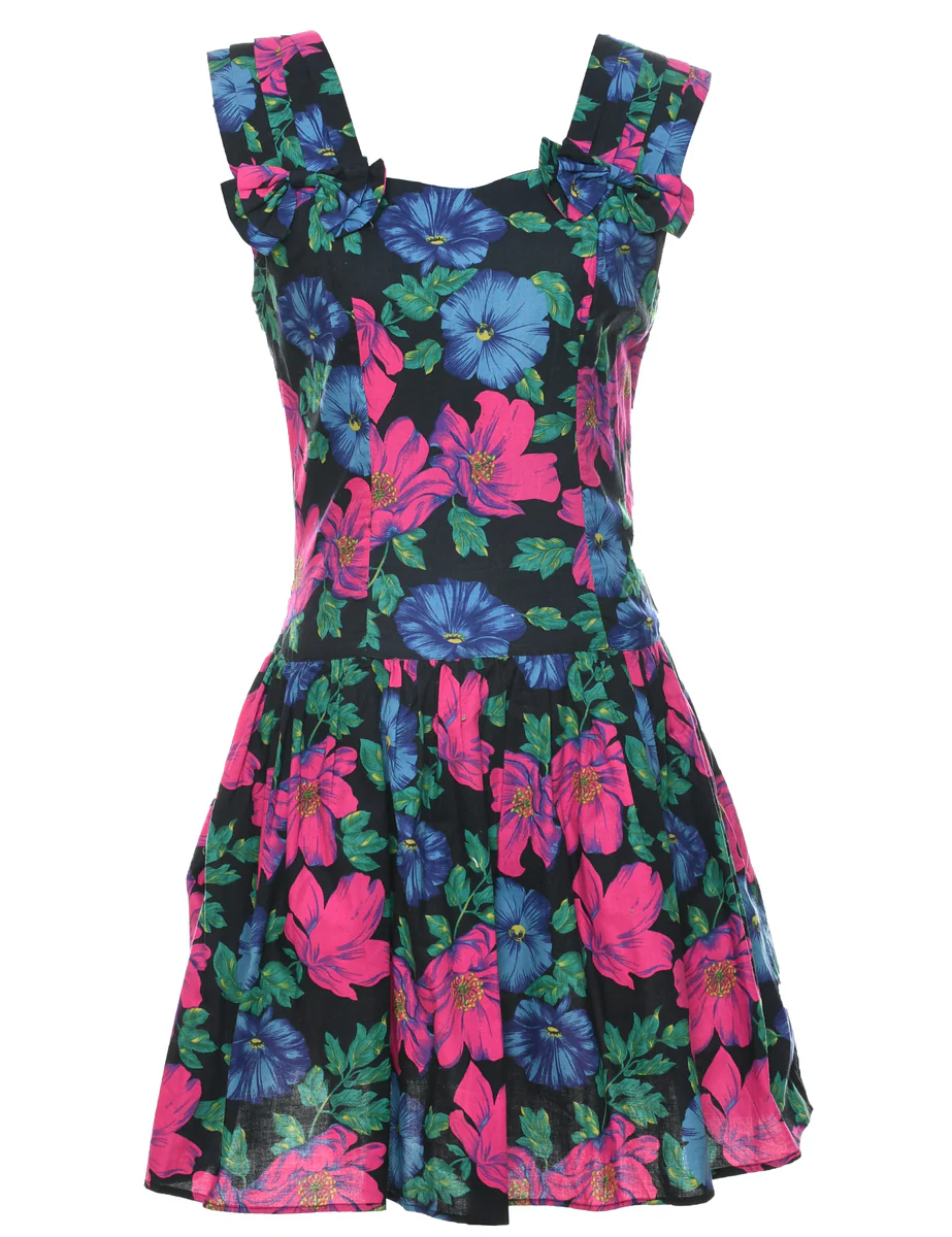 Vintage Floral Print Dress - S