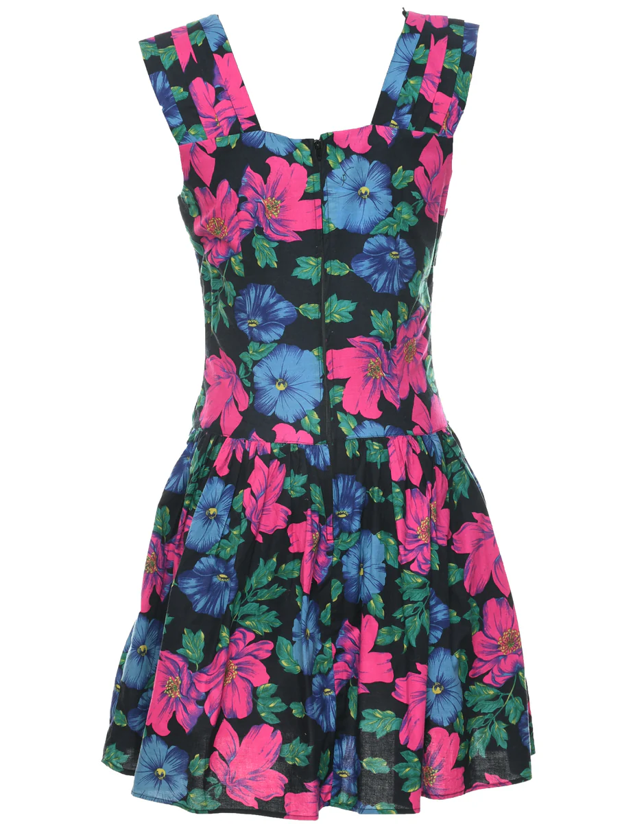 Vintage Floral Print Dress - S - Image 2