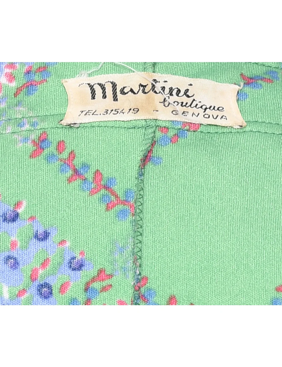 Vintage Floral Print Dress - S - Image 4