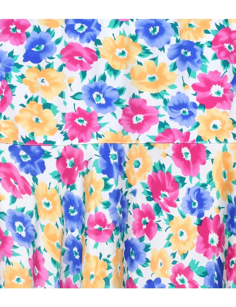 Vintage Floral Print Flared Skirt - S - Image 3